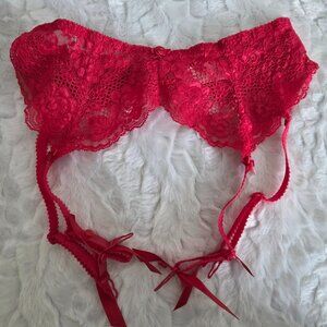 VTG 90s Victoria's Secret Red Lace Garter Belt Women's Medium Floral RARE